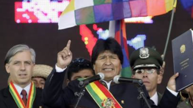 El vicepresidente Álvaro García Linera y el presidente Evo Morales. Foto: Archivo