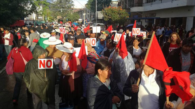 Masiva movilización en Cochabamba pide respeto al resultado del 21F. Foto archivo: Los Tiempos