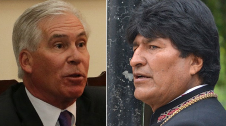Peter Brennan y Evo Morales. Fotos: RRSS y ABI.