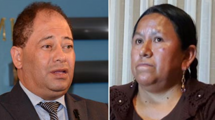El Ministro de Gobierno, Carlos Romero, y la exministra, Nemesia Achacollo.   Foto: ABI y ANF