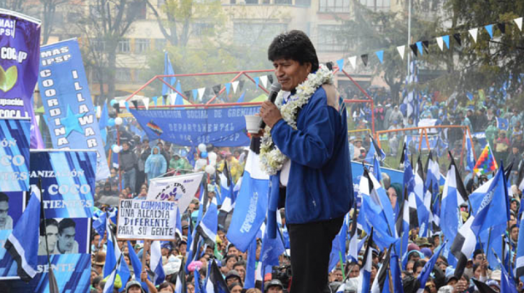 El presidente Evo Morales en un acto de campaña. Foto: Archivo