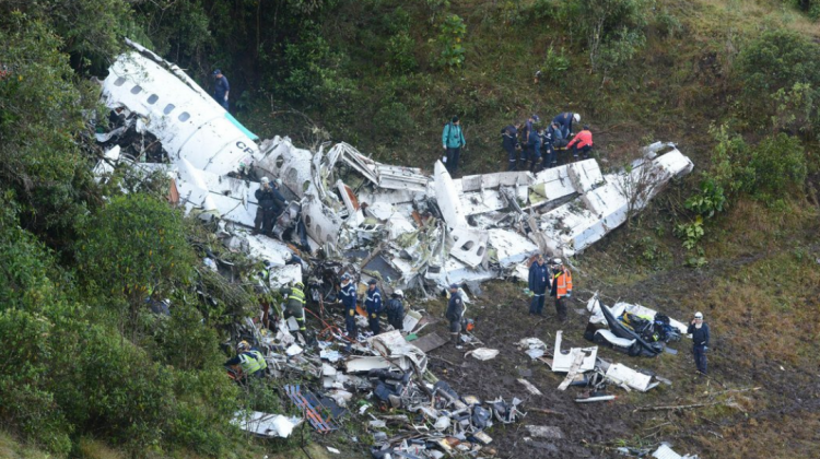 Lugar en Colombia donde se estrelló el avión de LaMia. Foto: AP