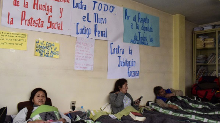 Uno de los piquetes de huelga de hambre de los maestros. Foto: El Integrador.