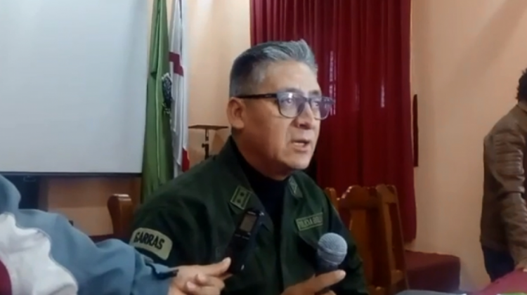 Director de la FELCV de Chuquisaca, coronel Franklin Miranda. Foto: captura de pantalla