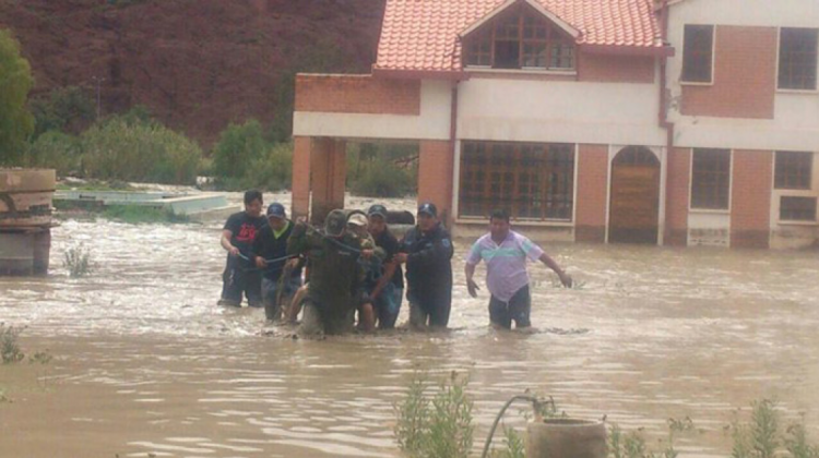 Inundación registrada la pasada semana en Tupiza. Foto: Prensa Rural