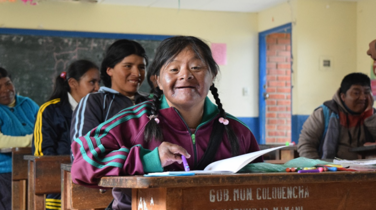 Marina Cahuana en un Centro de Educación Especial. Foto: Dirección Departamental de Educación de La Paz