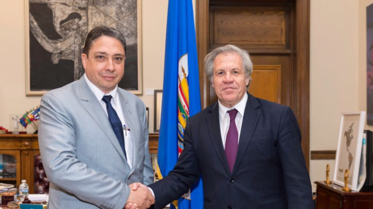 El ministro de Justicia, Héctor Arce, junto al secretario general de la OEA, Luis Almagro.  Foto: Ministerio de Justicia