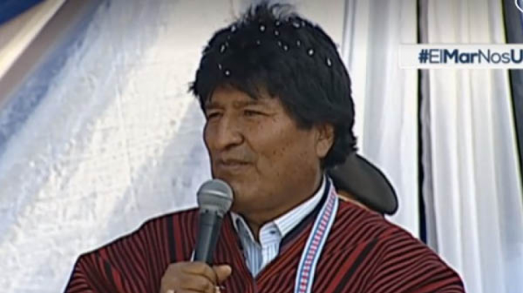 El presidente Evo Morales en el municipio de Viacha. Foto: Captura pantalla