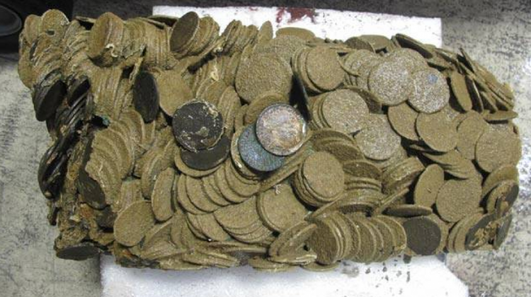 Las monedas fueron encontradas al interior de la fragata “Nuestra Señora de las Mercedes” en 2007.  Foto: españaescultura.es