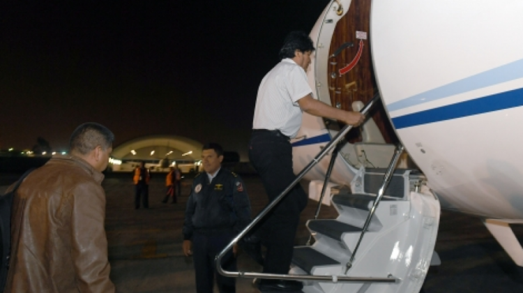 El Presidente salió a tempranas horas de la mañana desde Lima, Perú hacia Nueva York. Foto: ABI