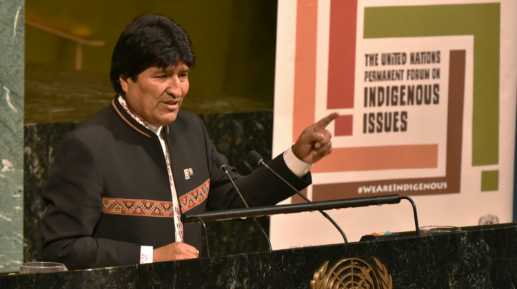 Presidente, Evo Morales en NNUU . Foto: Captura ABI