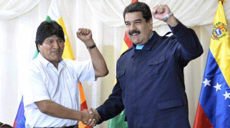 Evo Morales y Nicolás Maduro en un pasado encuentro. Foto de archivo: ABI.