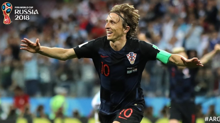 Luka Modric celebra el segundo gol de Croacia.   Foto:  @fifaworldcup_es