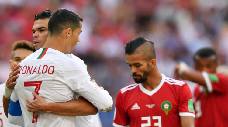 Cristiano Ronaldo y Pepe celebran la victoria sobre Marruecos.  Foto: @CONMEBOL