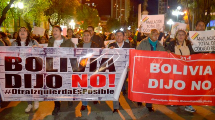 Colectivos ciudadanos protestan contra intencción de repostulación de Evo Morales. Foto: ElChaco.info