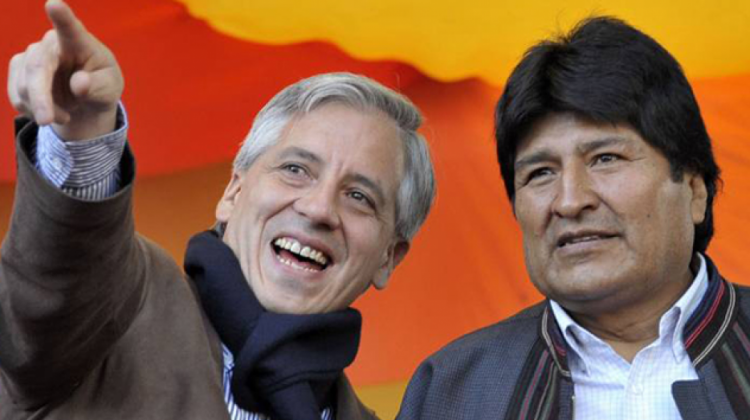 El vicepresidente Álvaro García Linera y el presidente Evo Morales. Foto: Archivo