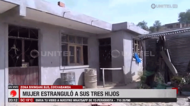 La tragedia se registró en una vivienda de la zona Sur de Cochabamba. Foto: Unitel.