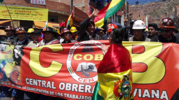 Presidente Evo Morales en la marcha con la COB. Foto: ANF