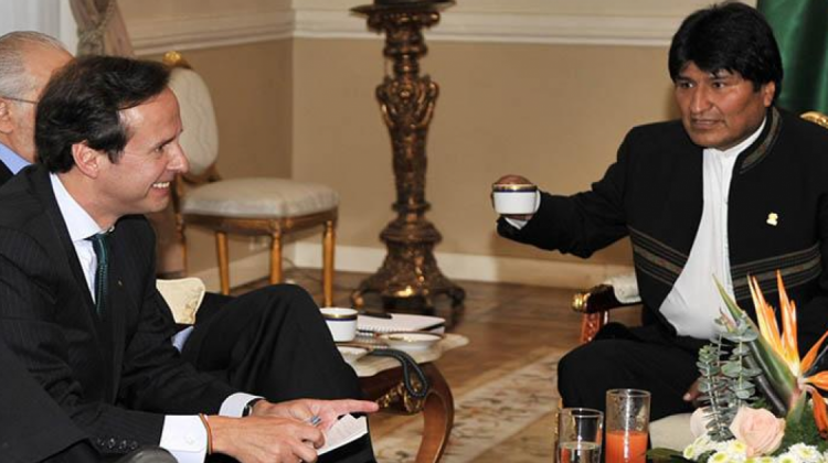 Jorge Quiroga y Evo Morales en una anterior reunión. Foto archivo: Los Tiempos    PRO
