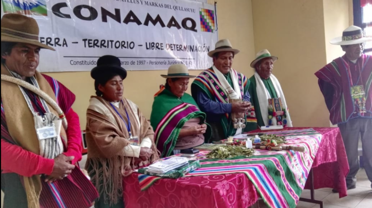 Representantes de Conamaq Orgánico. Foto: Reynaldo Flores, activista en Derecho Humanos.