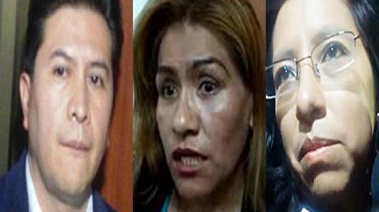 Los jueces Patricia Pacajes, Roberto Mérida y Gladys Guerrero.