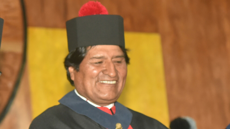 Evo Morales recibió el título de Doctor Honoris Causa en Guatemala. Foto: ABI.