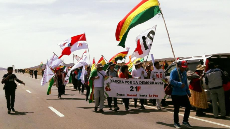 La marcha de las plataformas. Foto: René Jaldín