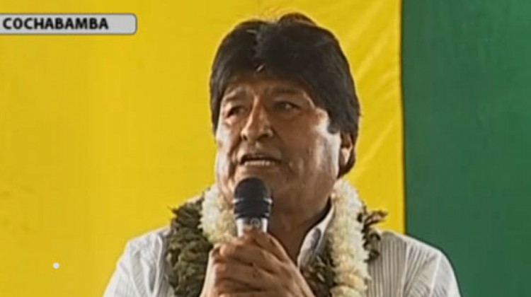 Presidente Evo Morales en  Villa Tunari. Foto: Captura de pantalla BTV.