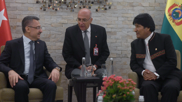 Encuentro entre el presidente Evo Morales y el vicepresidente de Turquía, Fuat Otkai. Foto: R Zaconeta