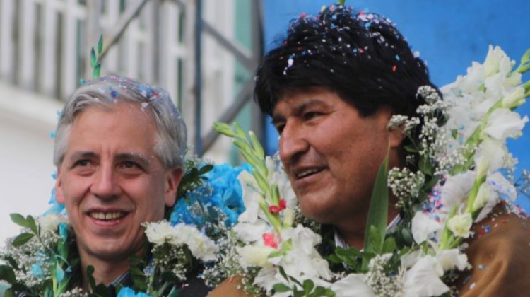 El vicepresidente, Álvaro García Linera y el presidente, Evo Morales. Foto: Archivo