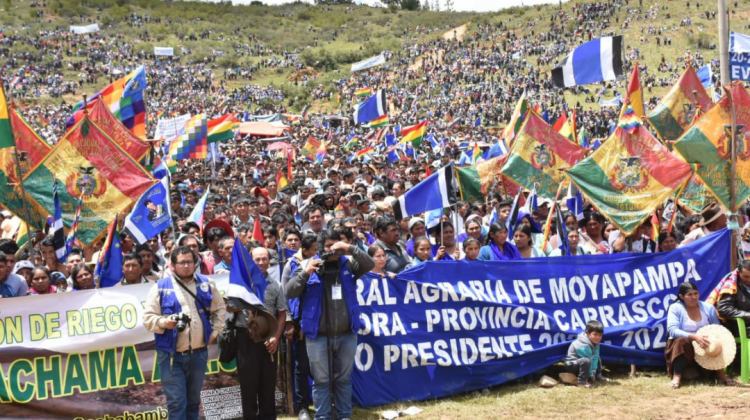 Concentración de masistas en Epizana proclamó a Evo Morales para próximas elecciones. Foto: @cambio_bo.