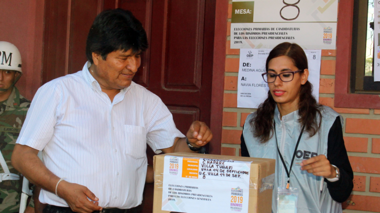 Presidente Evo Morales en las Elecciones Primarias. Foto: ABI