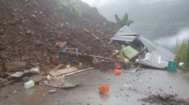 Deslizamiento en carretera a Caranavi. Foto: RRSS