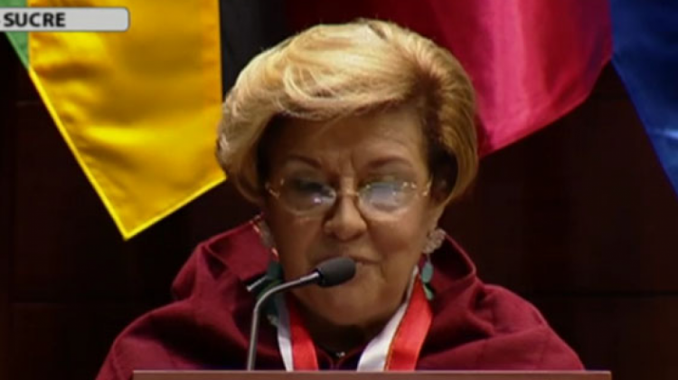 La presidenta de la CIDH, Esmeralda Arosemena de Troitiño. Foto: Captura Bolivia TV