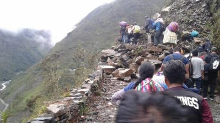 Un derrumbe registrado en las últimas horas en el camino a Chulumani.  Foto: RRSS.