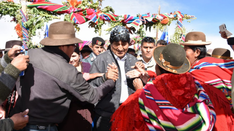 El presidente Evo Morales en Oruro. Foto: Ministerio de Comunicación.