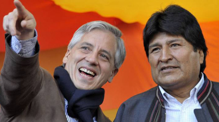 Vicepresidente Álvaro García Linera y el presidente Evo Morales. Foto: Archivo