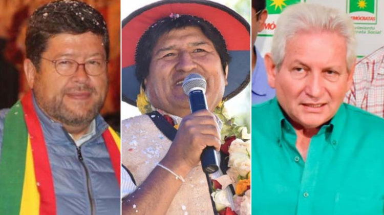 Samuel Doria Medina, Evo Morales y Rubén Costas. Fotos: RRSS.