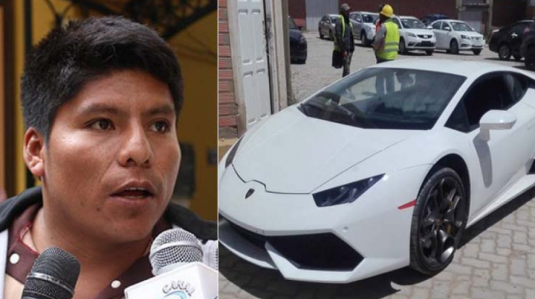 Leonardo Loza y el Lamborghini de la polémica. Fotos: Radio Fides y RRSS.