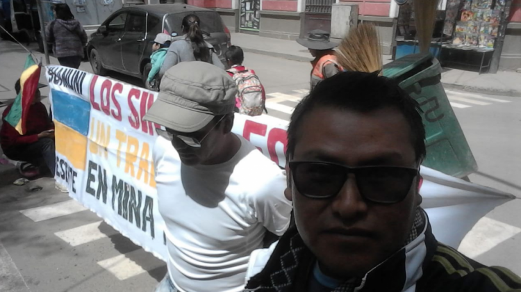 Desempleados de Huanuni realizan protesta en Oruro. Foto: ANF