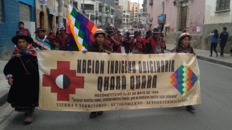 La marcha de la nación Qhara Qhara en su entrada a La Paz. Foto: Archivo ANF