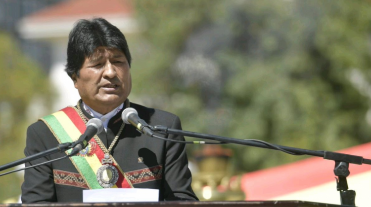 El presidente Evo Morales en el acto por el Dia del Mar.  Foto: Ministerio de Comunicaciòn