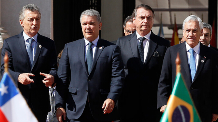 Presidentes Sebastián Piñera, Jair Bolsonaro, Iván Duque y Mauricio Macri.  Foto: Emol