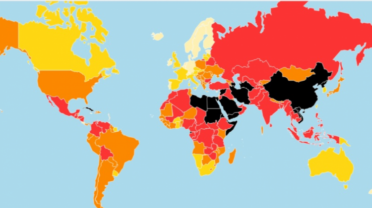 El mapa que muestra la situación de censura que se vive en cada país en el mundo.