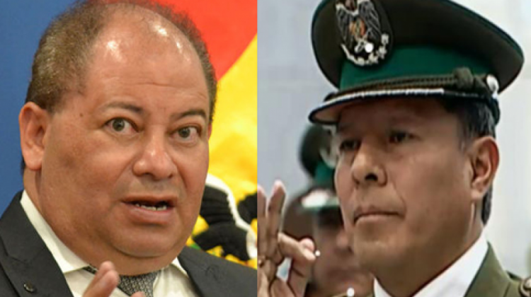El ministro de Gobierno, Carlos Romero, y el excomandante de la Policía, Rómulo Delgado.