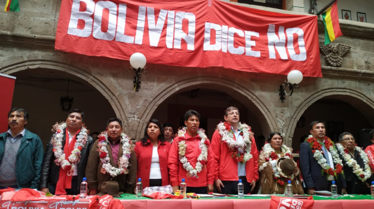 La dirigencia de Bolivia Dice No y la COR de El Alto contestataria sellaron hoy una alianza. Foto: UD