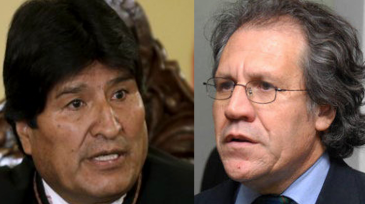 El presidente Evo Morales y el secretario general de la Organización de Estados Americanos (OEA), Luis Almagro.
