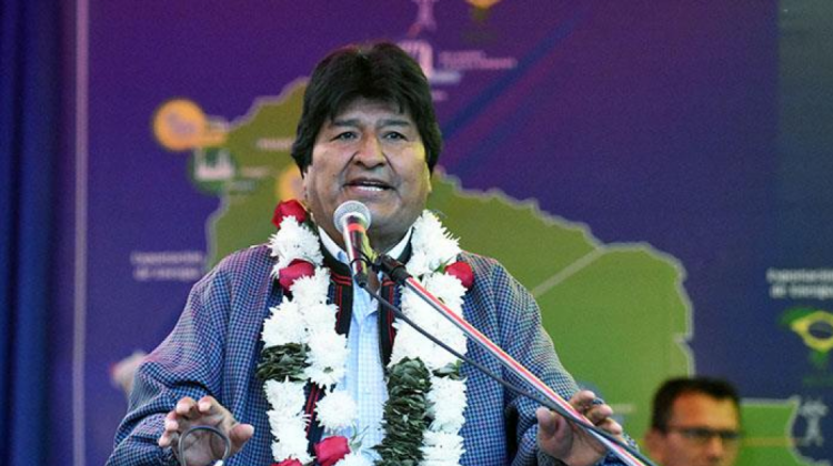 Presidente Evo Morales durante inauguración de la hidroeléctrica San José II. Foto: ABI