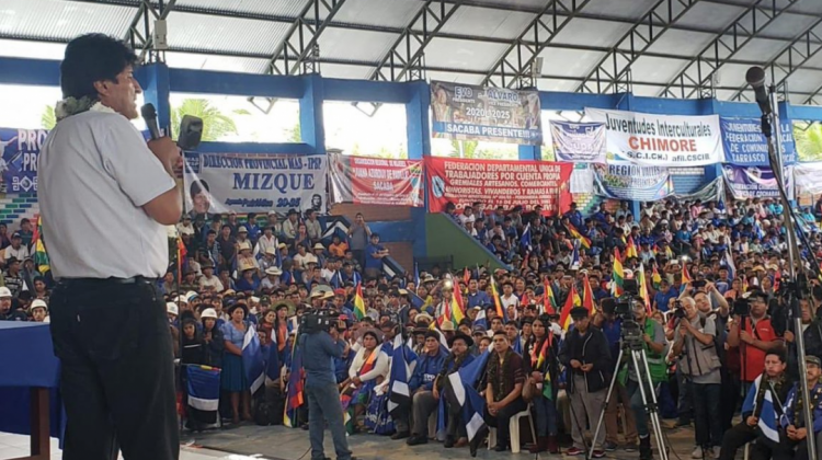 El presidente Evo Morales en el congreso del MAS de Cochabamba. Foto: Cambio