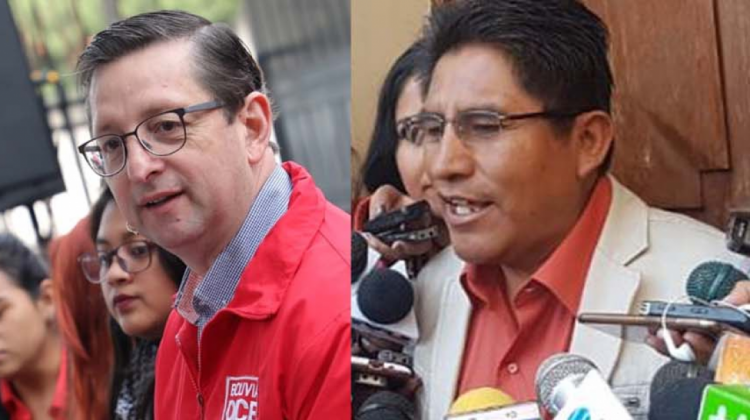 Candidatos presidenciales de Bolivia Dice No, Oscar Ortiz, y de Movimiento Tercer Sistema, Félix Patzi. Foto: Bolivia dice No y  GADLP.
